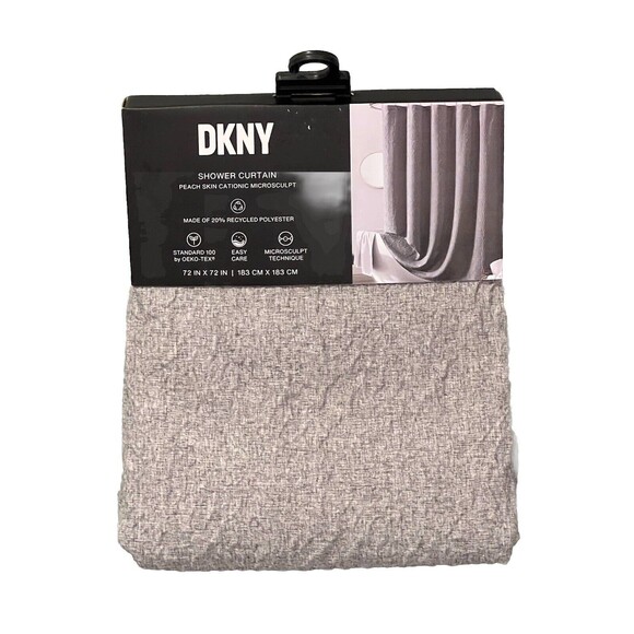 DKNY Fabric Shower Curtain Peach Skin Cationic Microsculpt Solid Gray Textured - Picture 1 of 8